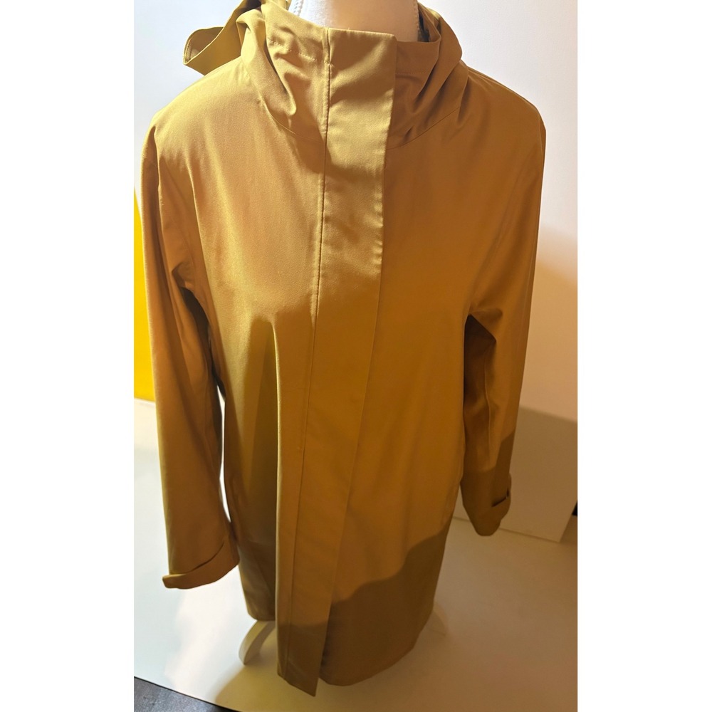 UNIQLO Blocktech Parka Jacket Womens Size Large L Mustard Yellow Hooded Raincoat
